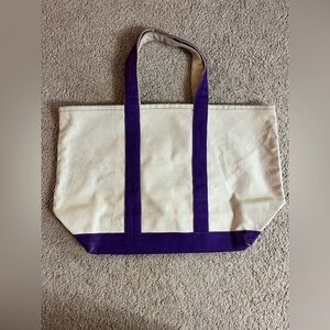 Purple and Cream Canvas Tote